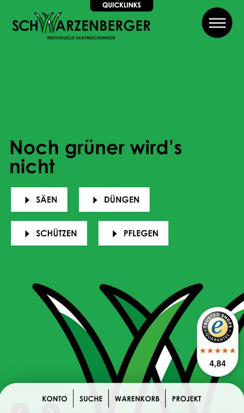 Schwarzenberger online store homepage on mobile