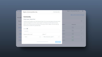 A screenshot of Shopware’s community edition shop creation page.