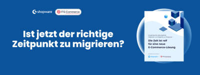 Werbebanner mit Frage zur Migration und dem Magento Migrations Whitepaper Mockup 