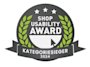 Shop Usability Award 2024: Category Winner Circular badge with banner "Shop Usability Award", "Kategoriesieger 2024"