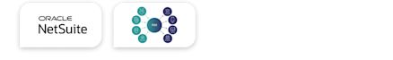 Graphic showing the Oracle NetSuite logo next to a PIM system diagram with interconnected icons representing data sources and sales channels