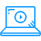 An icon of a laptop with a play button displayed on the screen.