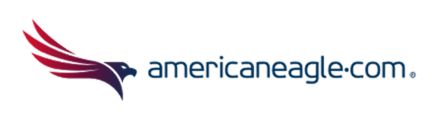 Americaneagle.com logo featuring a stylized red-to-purple eagle wing icon next to dark blue text.