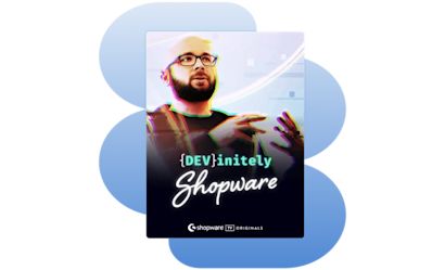 dev-initely-shopware Thumbnail for an episode called 'DEVinitely Shopware', showing a man with a beard and glasses gesticulating against a background with glowing effects. At the bottom is the Shopware logo with the words 'TV Originals'.