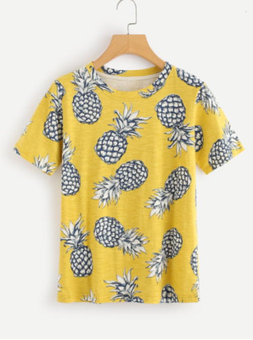 Shein Pineapple Yelow T Shirt