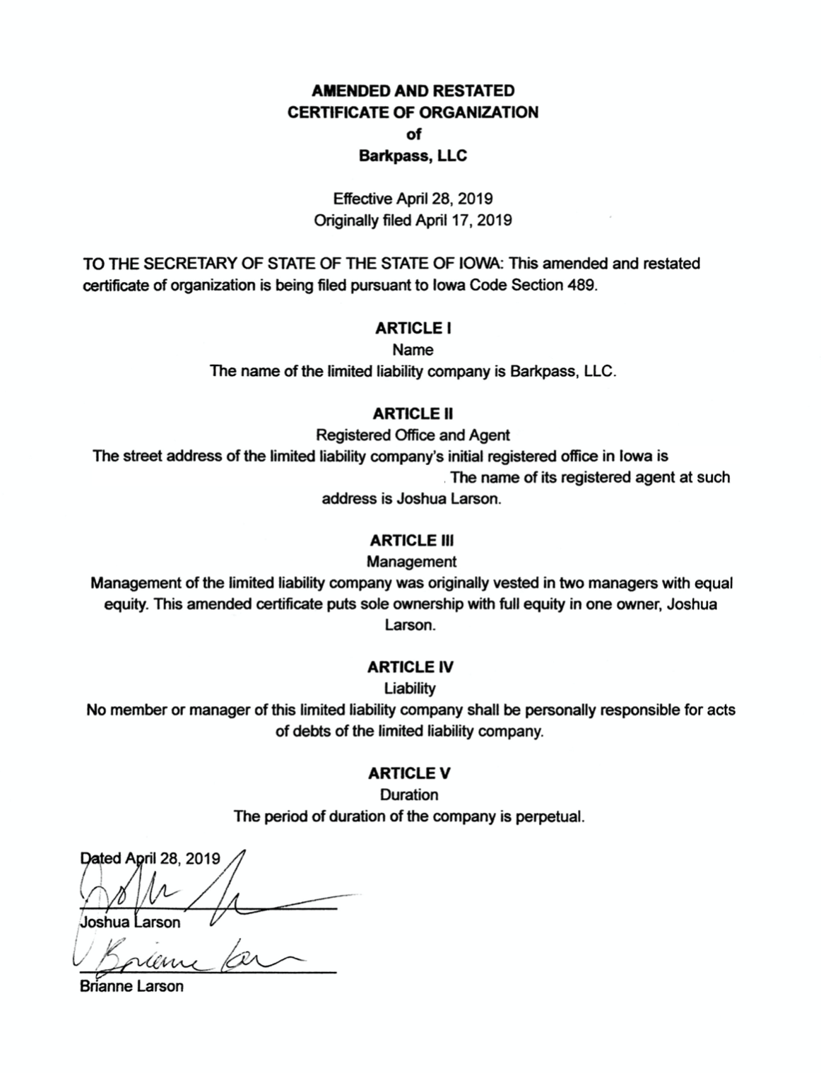 The first filing amendment