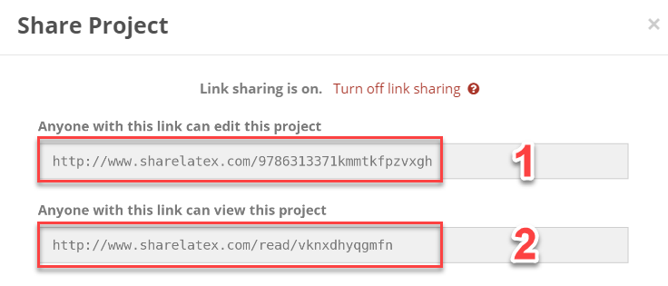 Link sharing options on ShareLaTeX