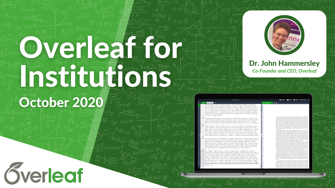 Webinar thumbnail, Overleaf for institutions