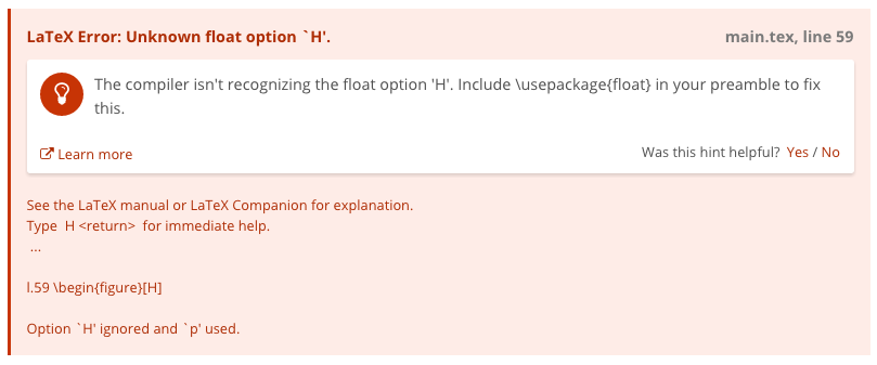 Log hints in the latex logs