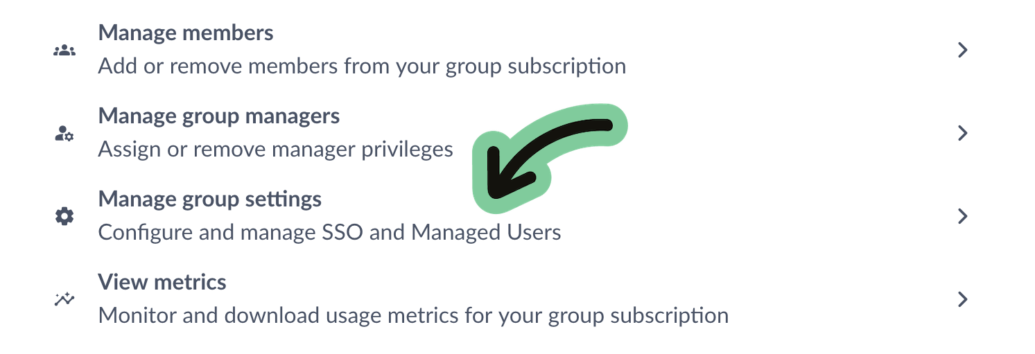 SSO Manage group settings