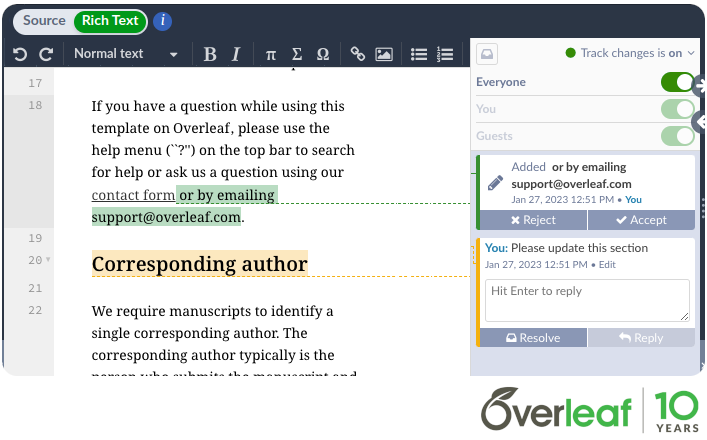 The updated Rich Text editor simplifies team collaboration - Overleaf ...