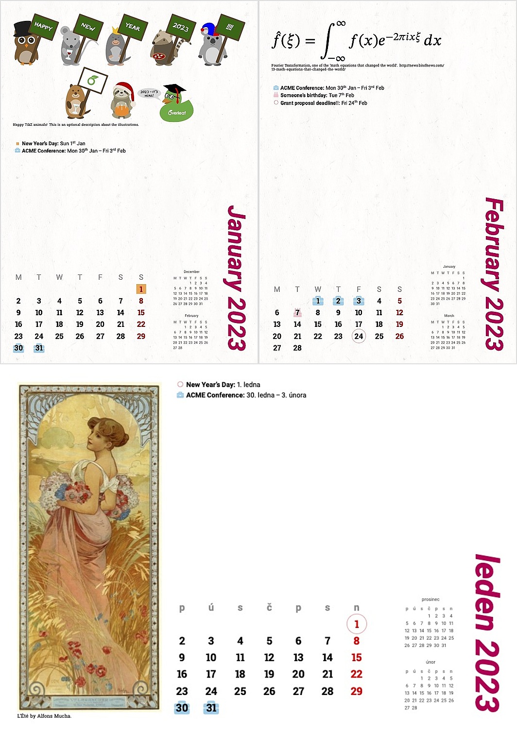 Customisable calendar with events Overleaf, Online LaTeX Editor