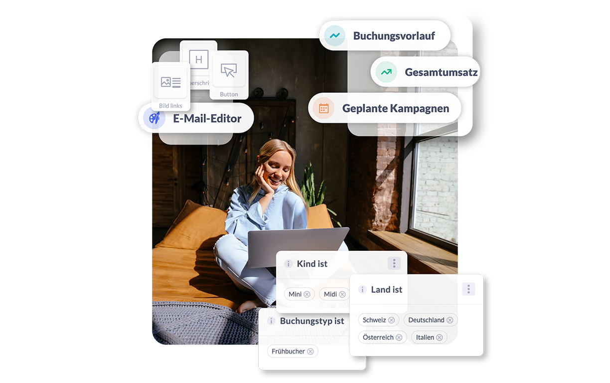Smart Host CRM with layout editor, segmenting and auto campaigns