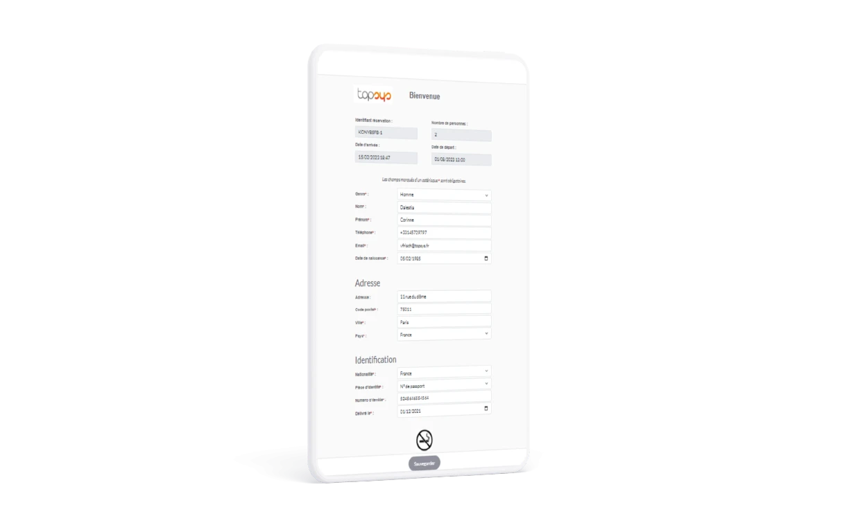 Get your guest data during checkin with a registration on tablet