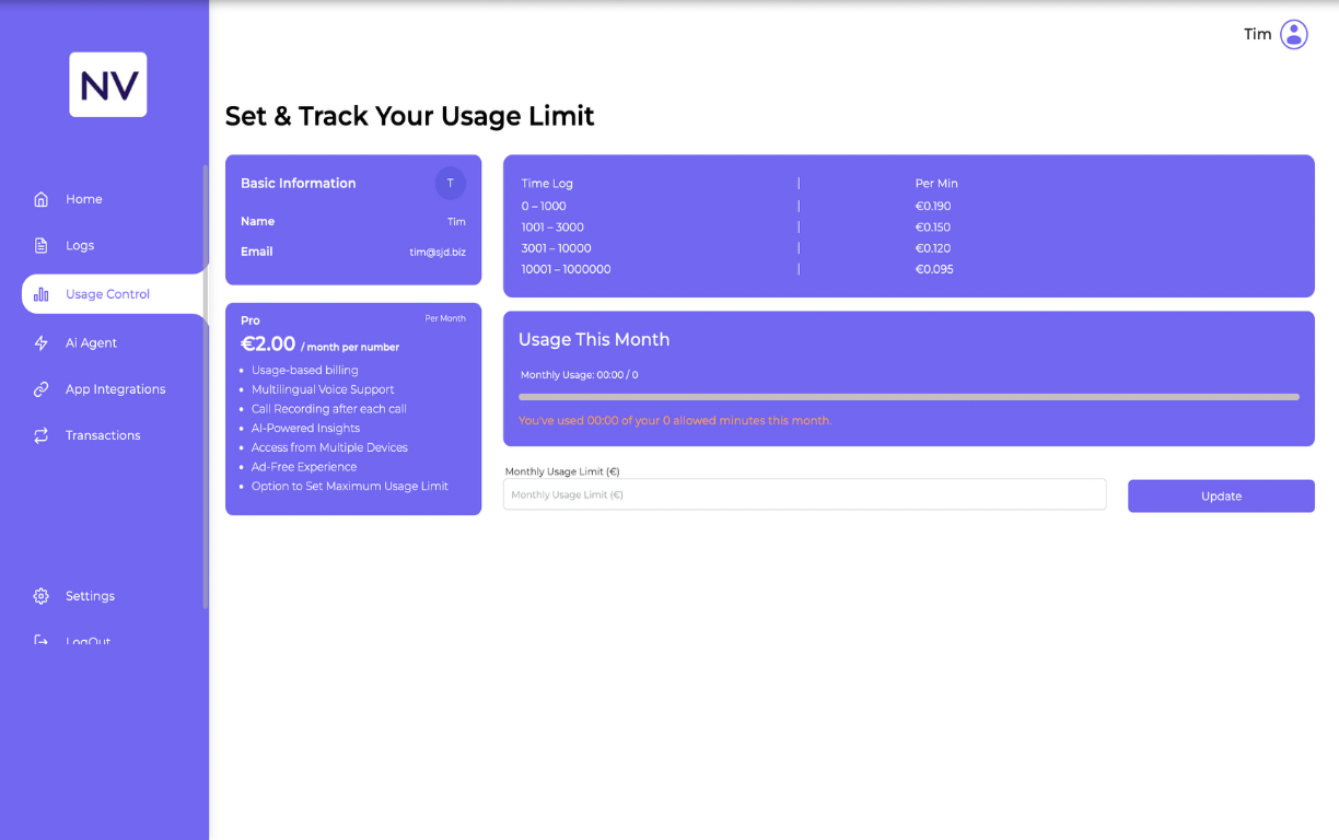 Set Your Monthly Usage Limit