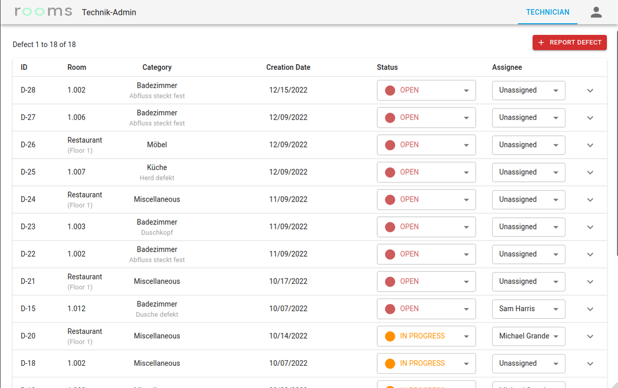 Report and assign defects and track their status