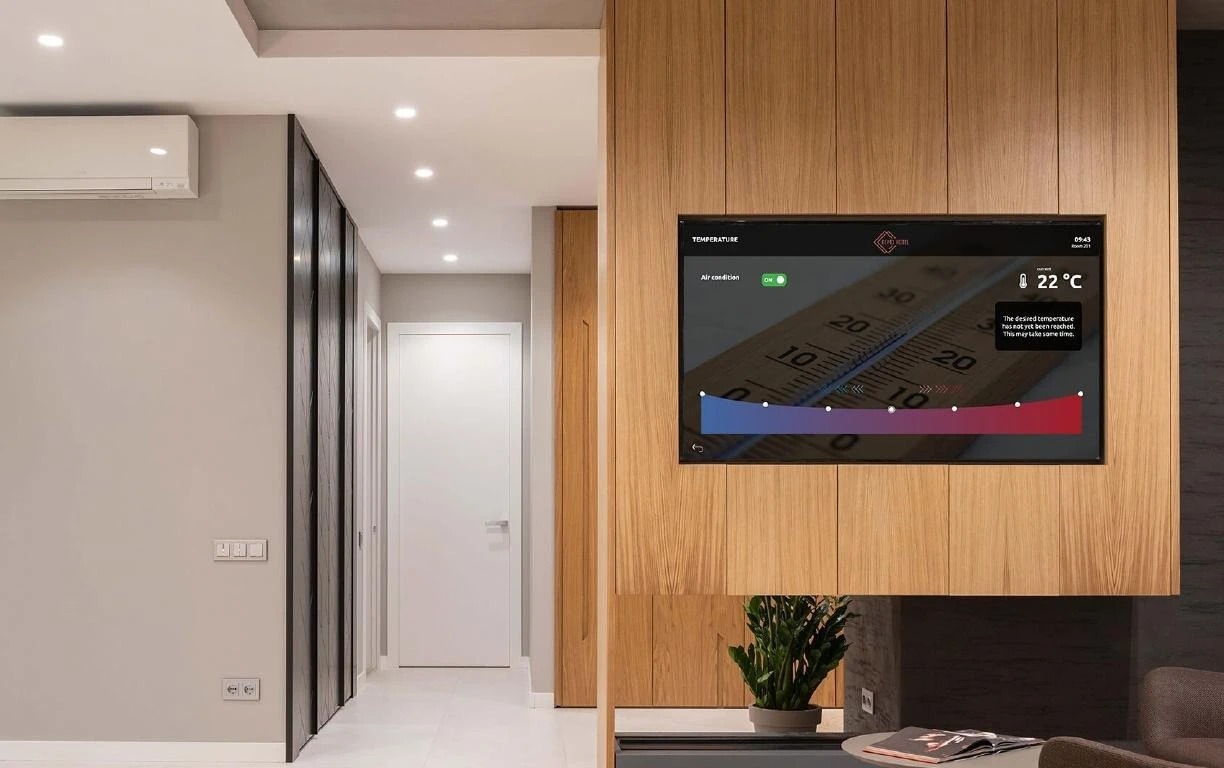 Room control via TV: Manage lights, blinds & temp.