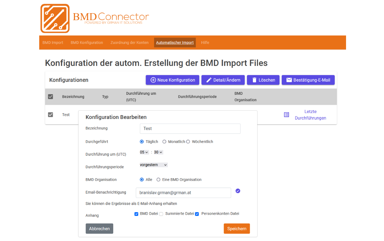 Define the scheduled process for the creation of BMD files