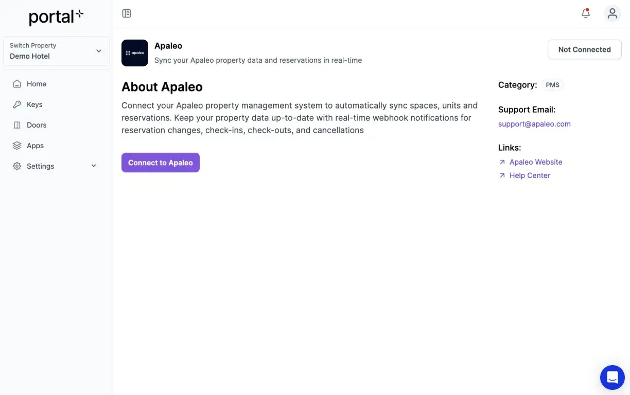 Apaleo integration Page