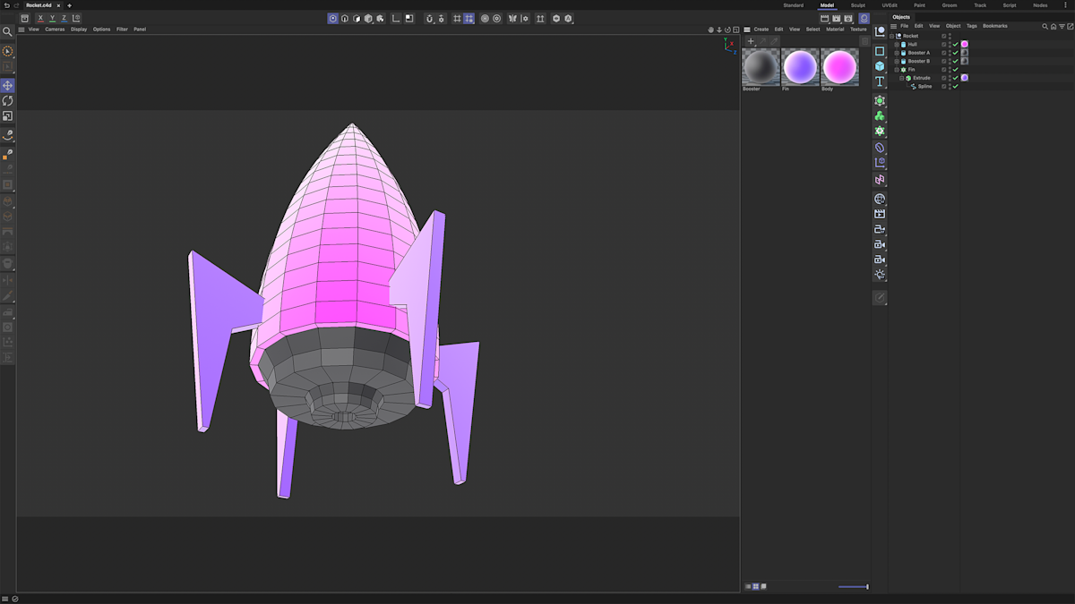 Fig. 6 - All materials applied to each section of the rocket