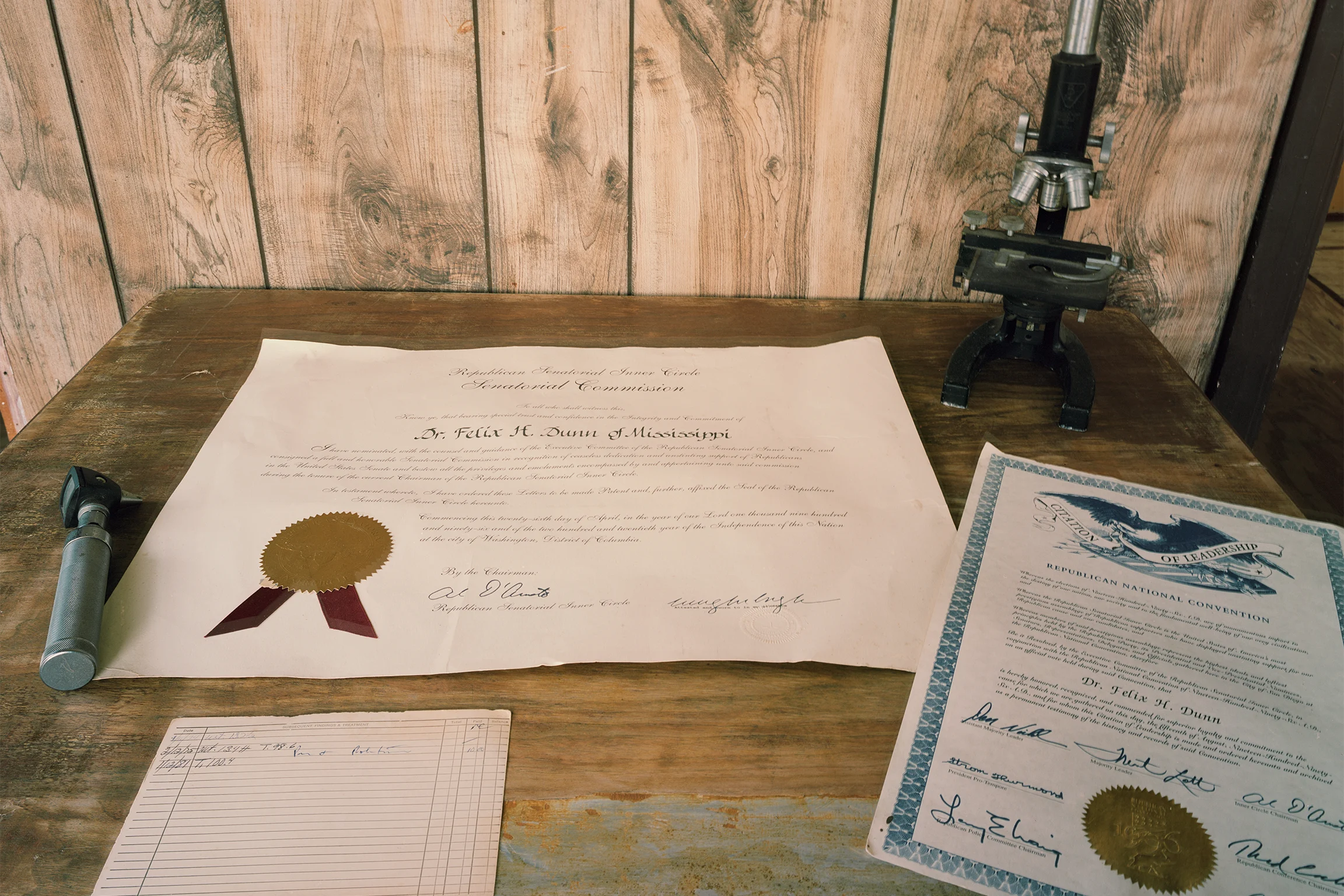 Dr Felix Dunn diploma and stethoscope