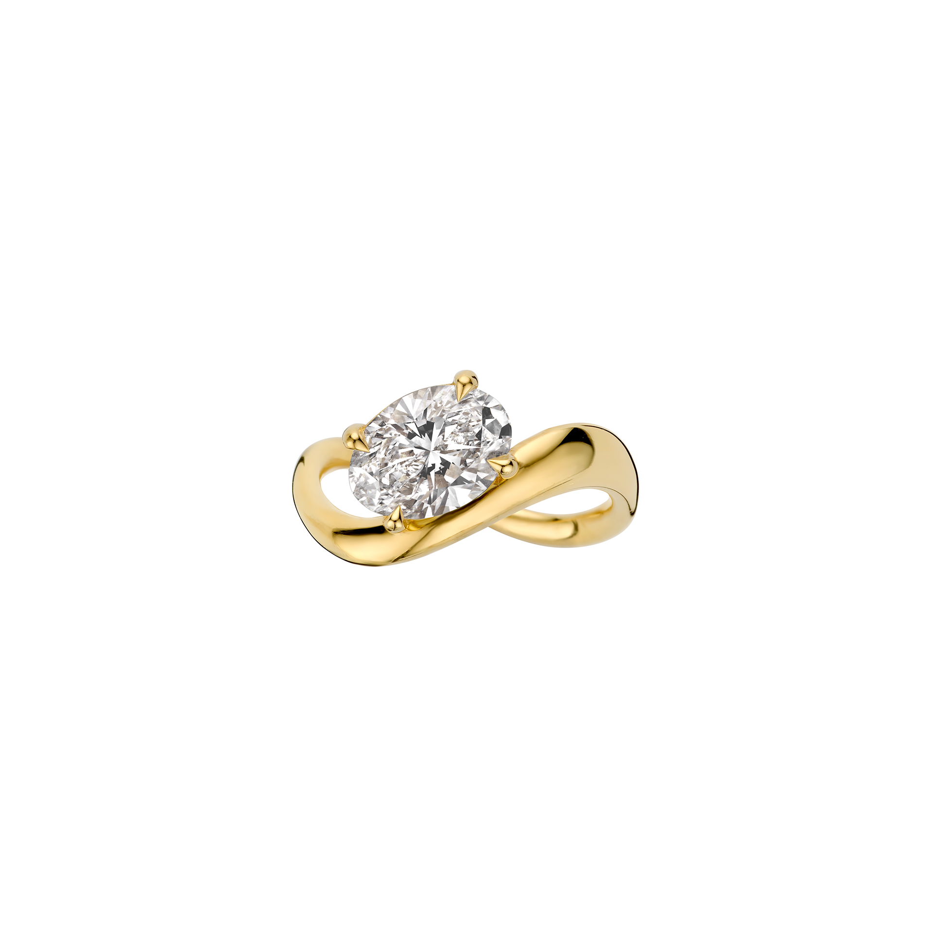 Jackie Oval Engagement ring packshot - yellow gold 