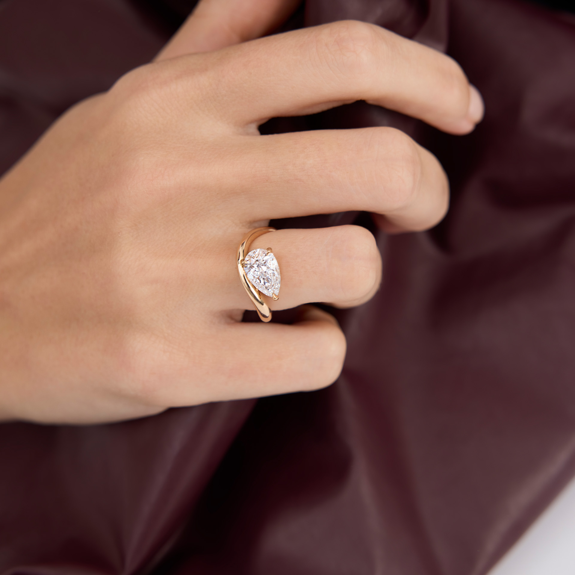 Jackie Thin Pear Ring