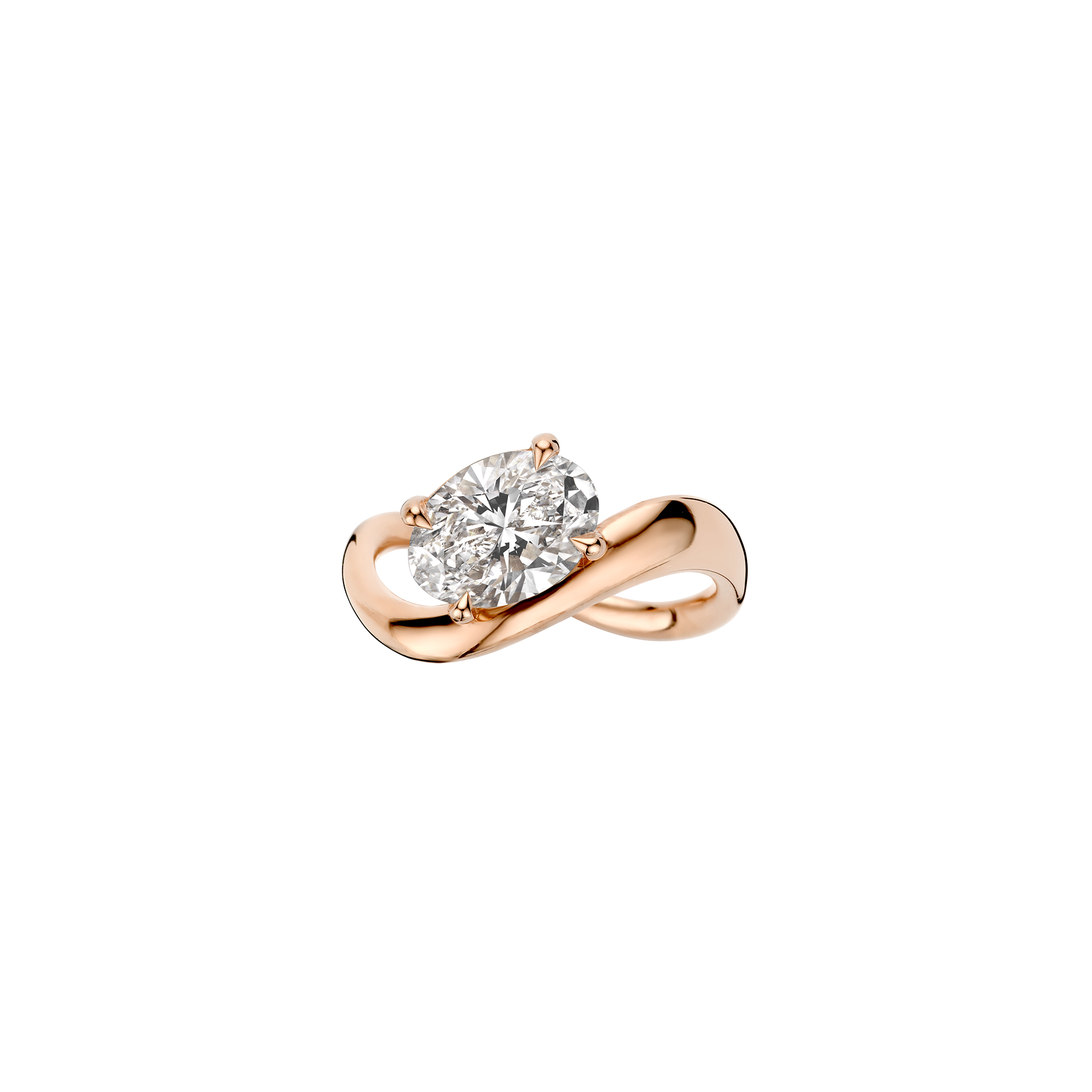 Jackie Oval Engagement ring packshot - rose gold 
