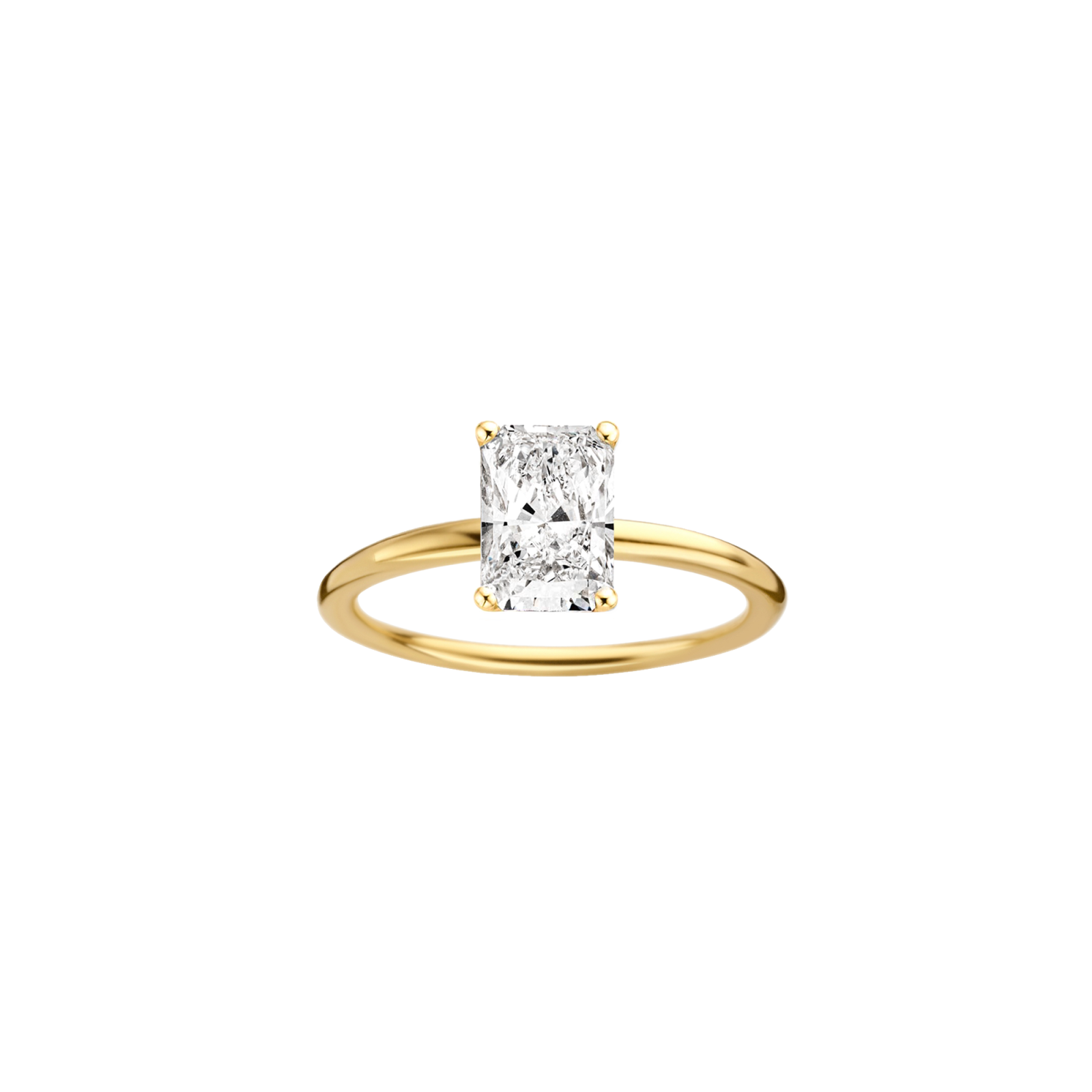 Maya Elongated Radiant Engagement ring packshot - yellow gold