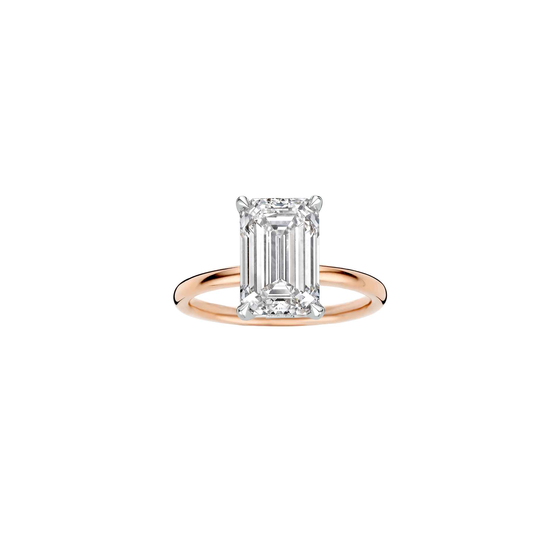 Eva Emerald ring packshot - rose gold 