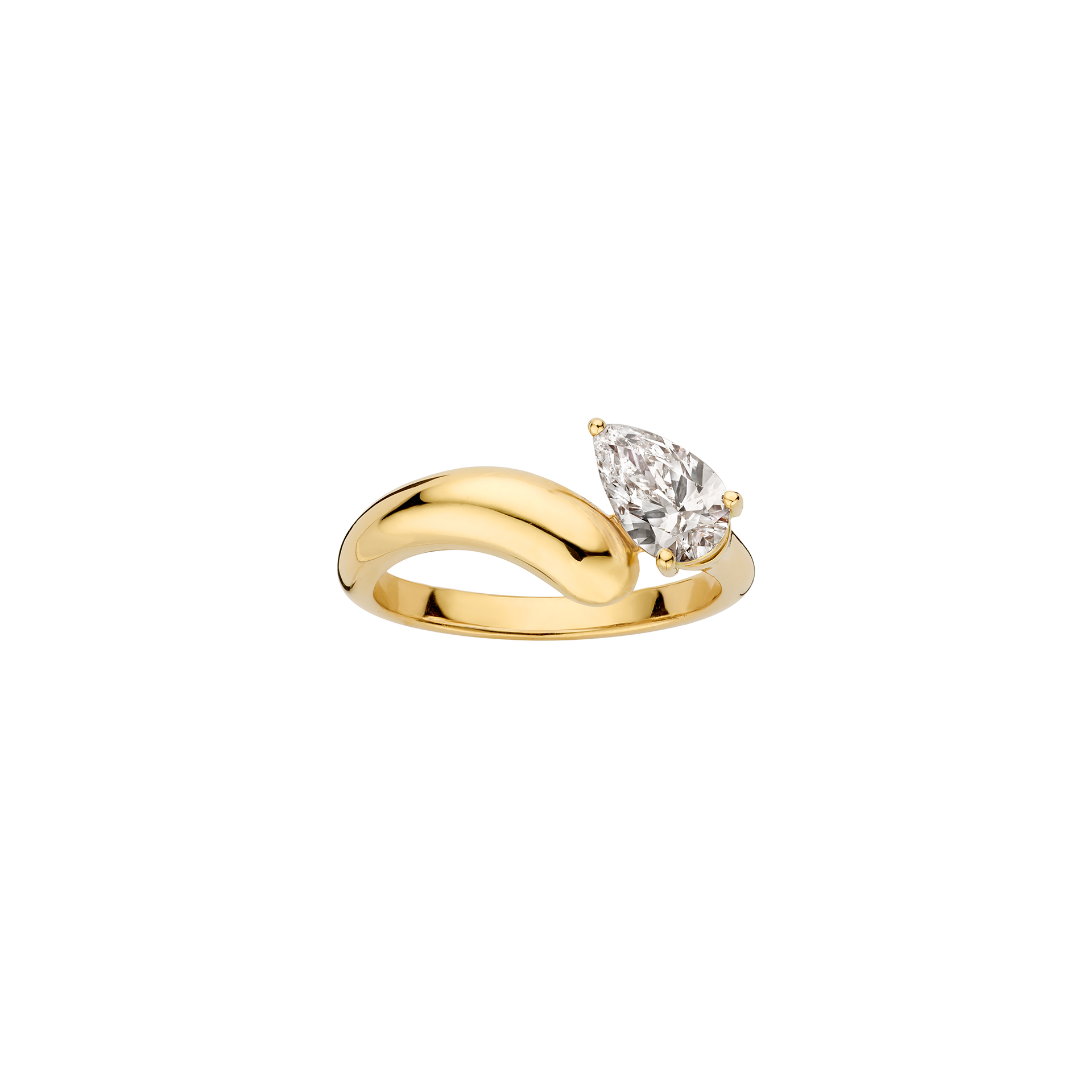 golda pear engagement ring packshot - yellow gold