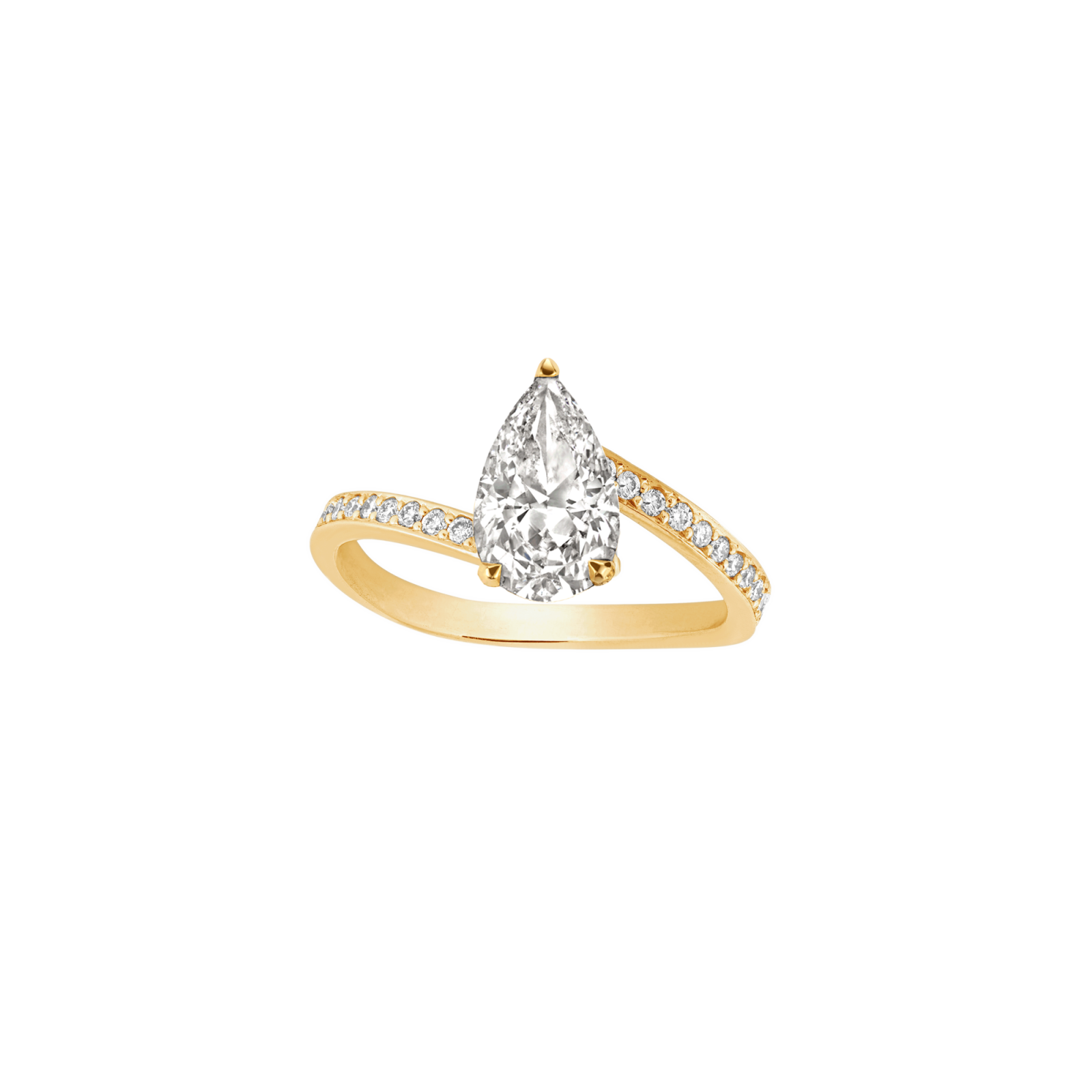 Michelle Pear Engagement ring packshot - yellow gold