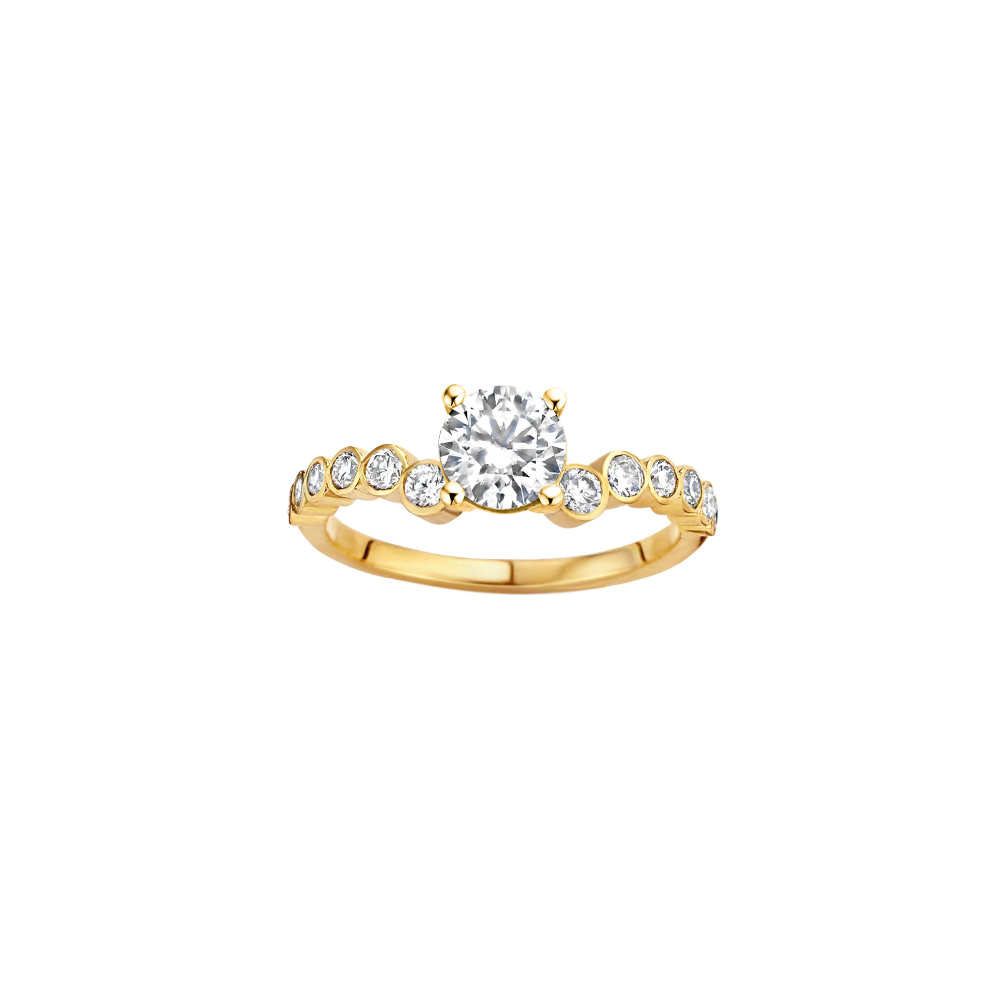 Ruth Round engagement ring packshot - yellow gold