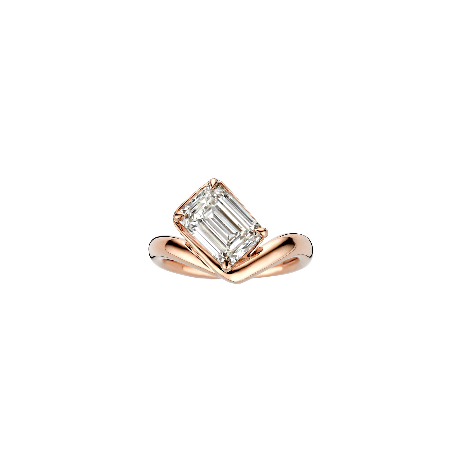 Jessie Emerald ring packshot - rose gold 