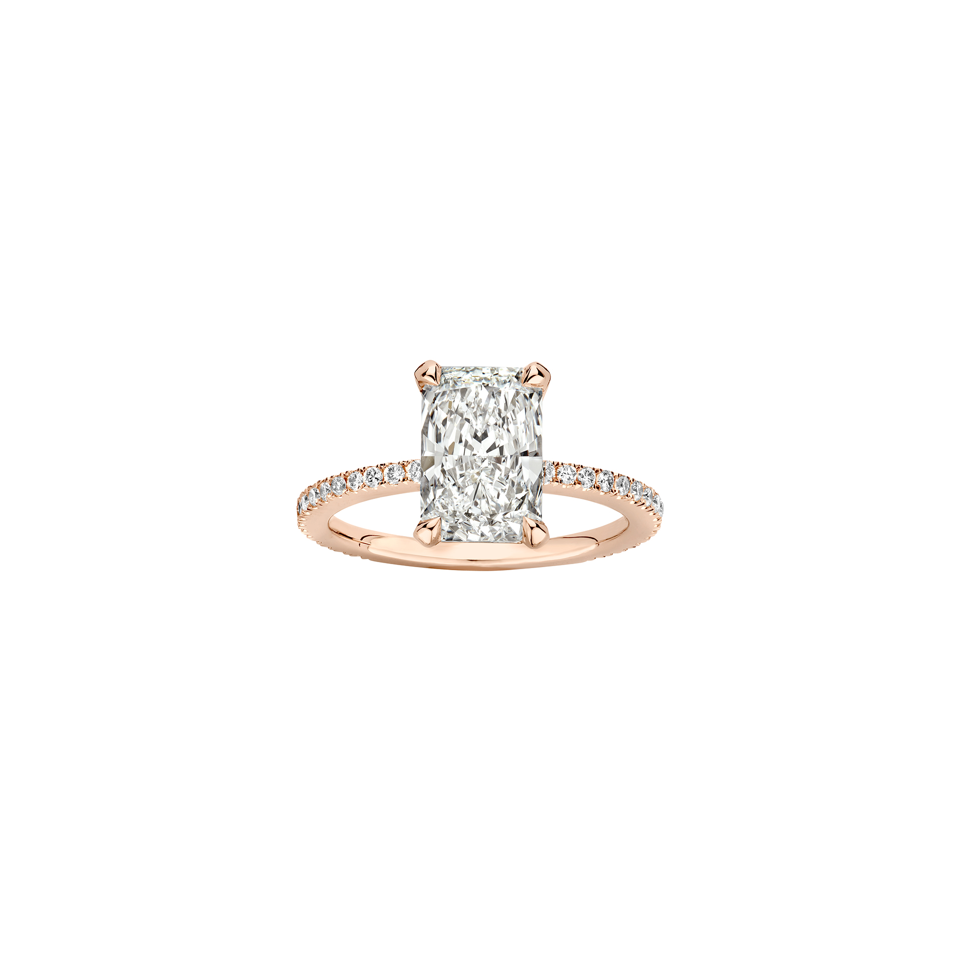 Maya Pave Elongated Radiant Engagement ring packshot - rose gold 