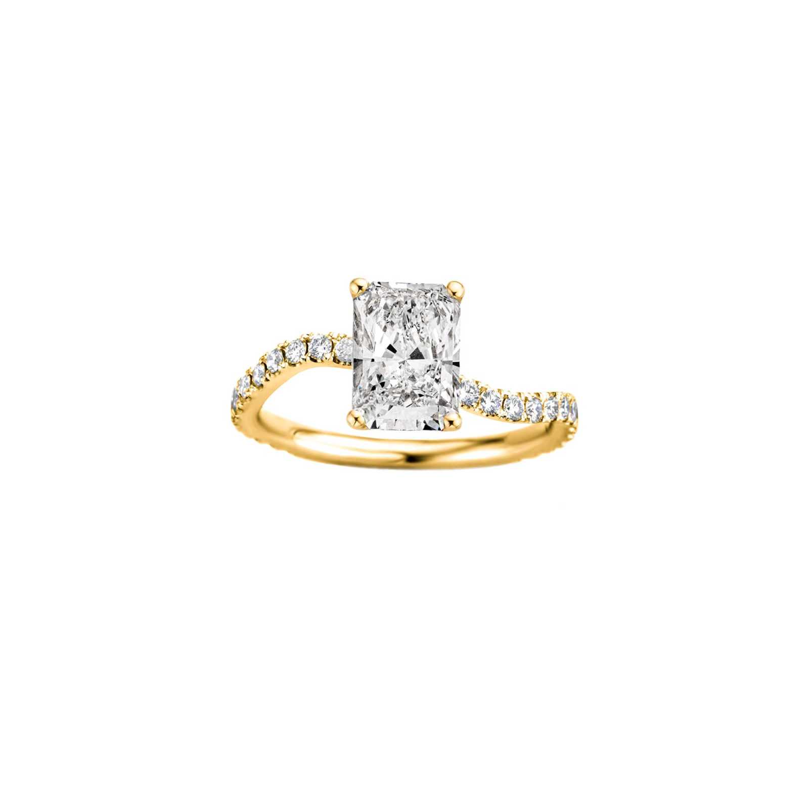 Grace Elongated Radiant Engagement Ring Packshot - yellow gold