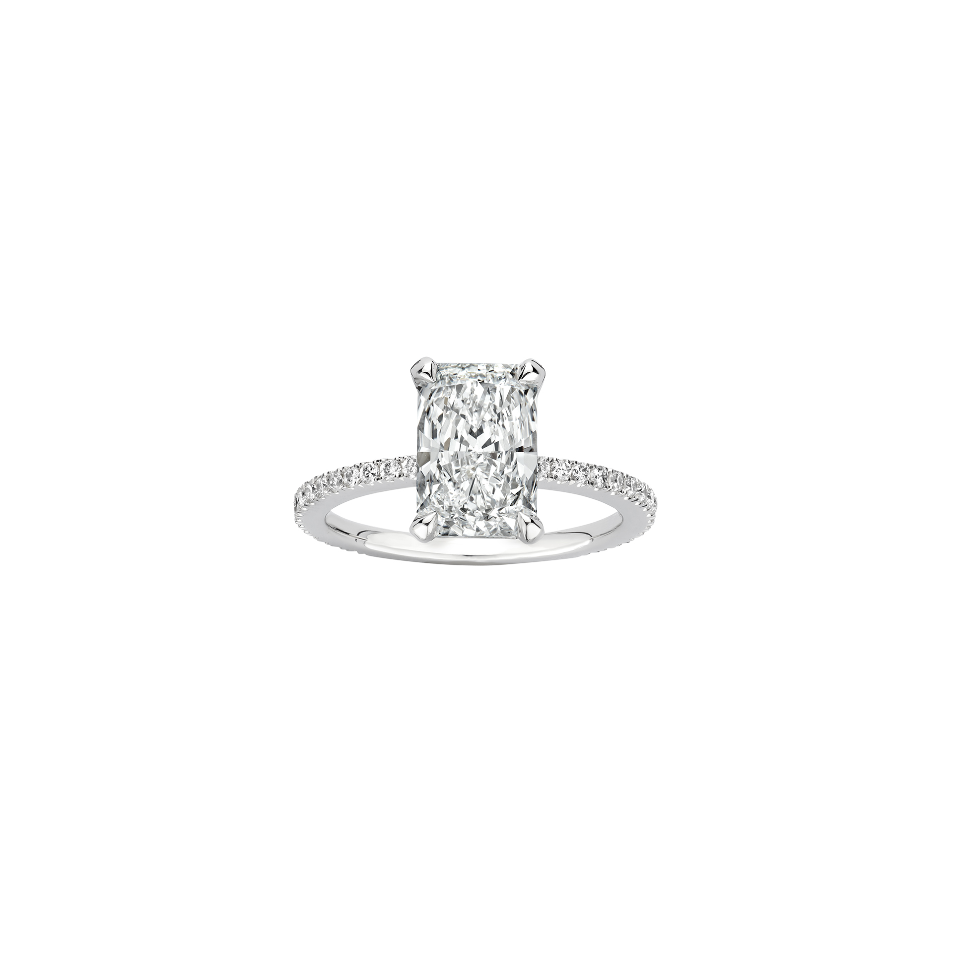 Maya Pave Elongated Radiant Engagement ring packshot - platinum