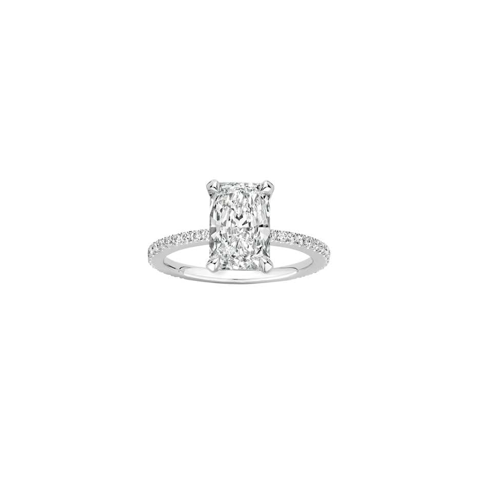 Maya Pave Elongated Radiant Engagement ring packshot - platinum
