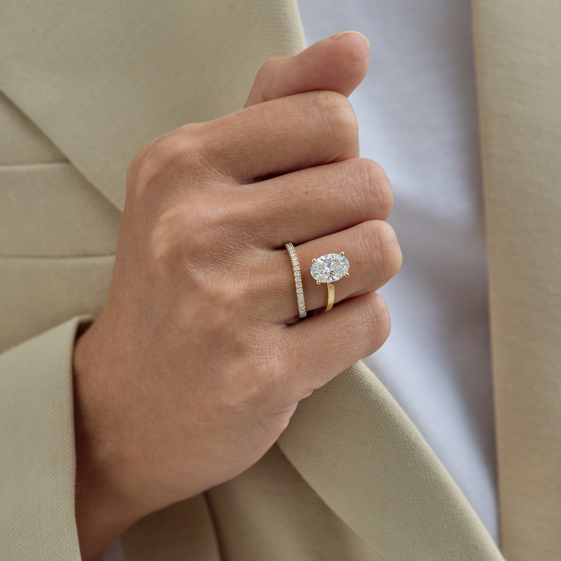 Bague Ovale Zircon en Or 14 Carats pour Femme