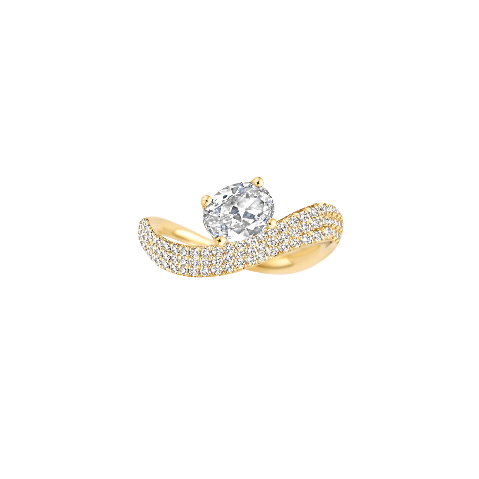 Jackie Pave Oval Engagement ring packshot - yellow gold 