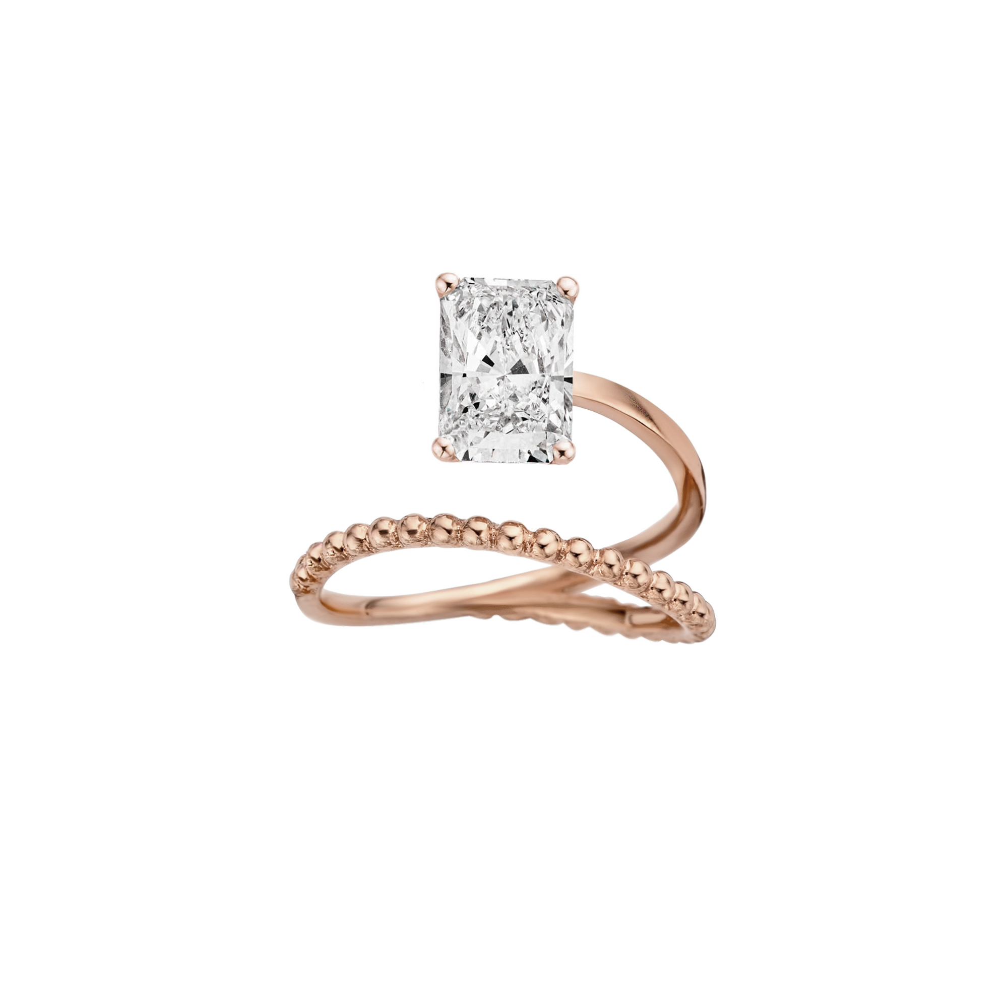 Billie Elongated Radiant Diamond Ring, Lab Grown Diamond Ring by Kimaï