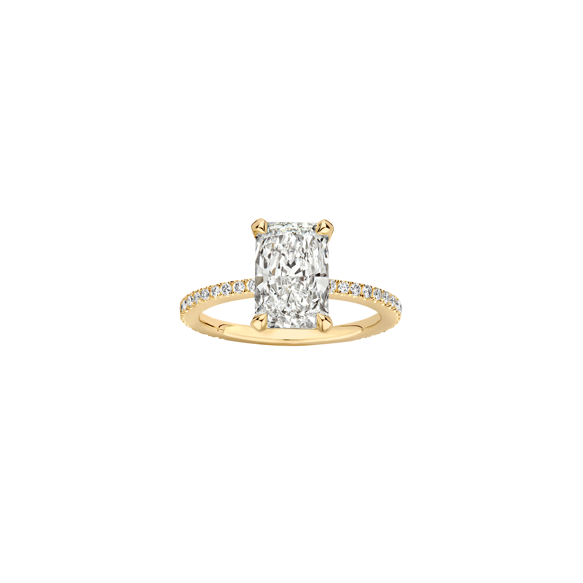Maya Pave Elongated Radiant Engagement ring packshot - yellow gold 