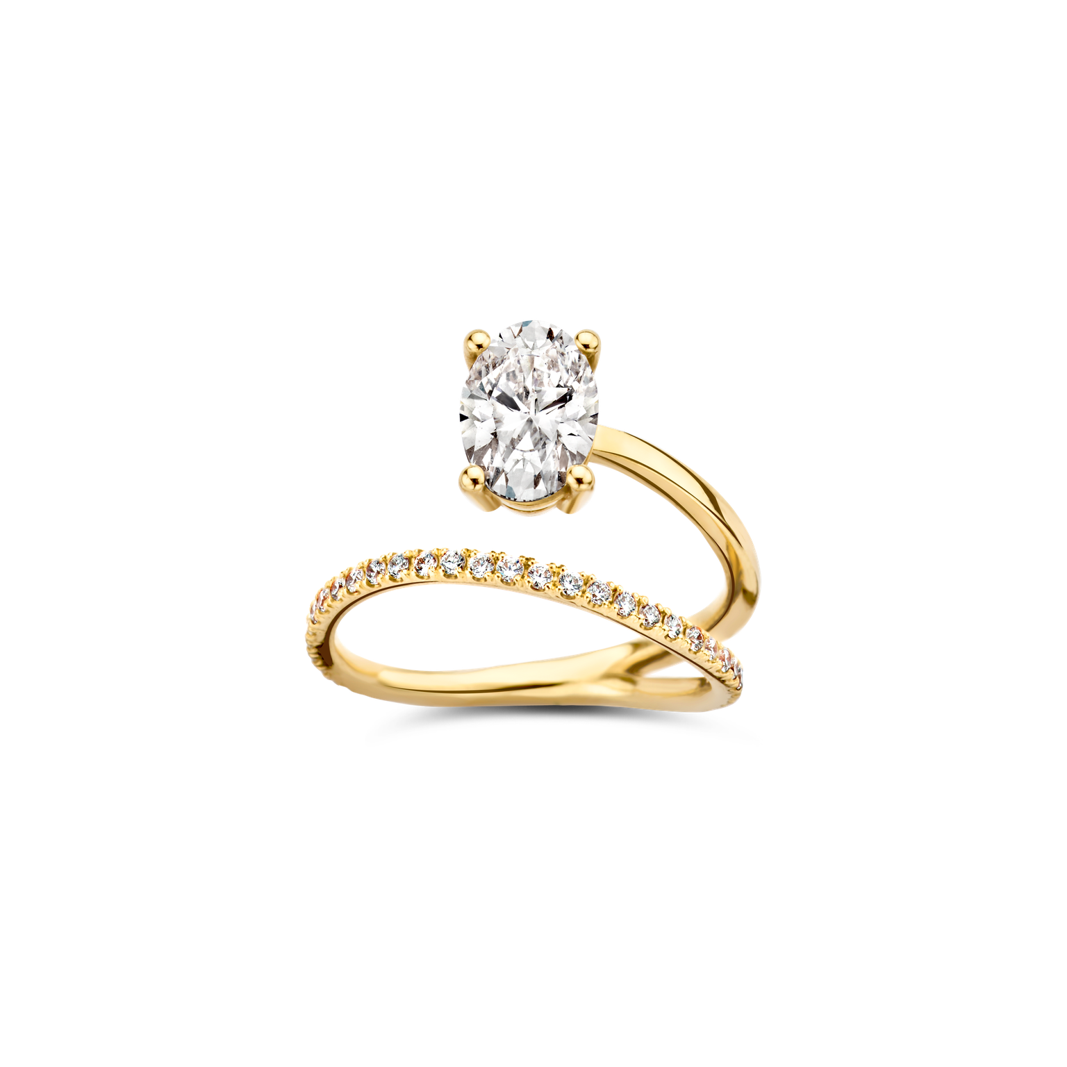 Billie Pavé Engagement Ring Packshot - yellow gold 