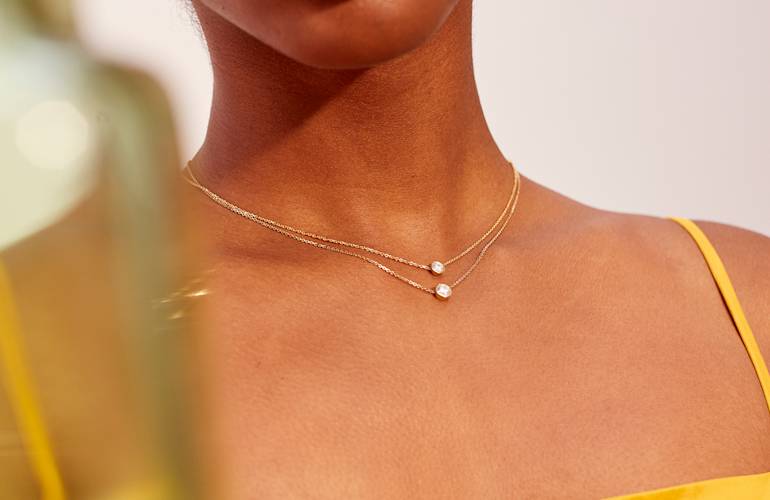 Long 18K Gold Necklace With Lab Diamond Pendant Kimai long-18k-gold-necklace-with-lab-diamond-pendant-kimai