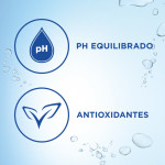 Poster con 2 iconos "ph equilibrado y antioxidantes" sumergidos en agua