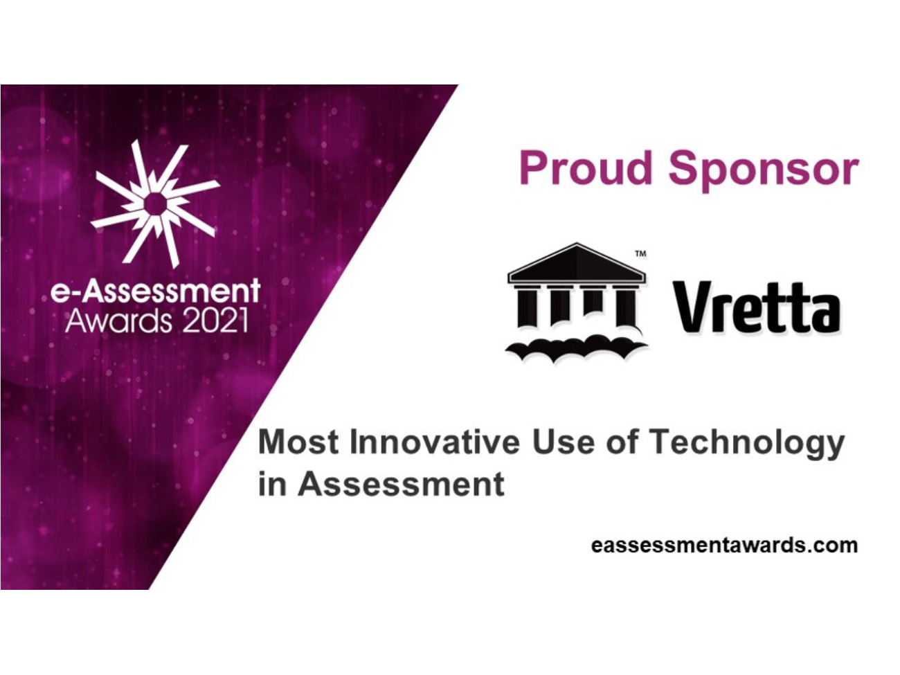 Vretta Sponsors The Most Innovative Use of Technology in Assessment Award at the e-Assessment Award Ceremony