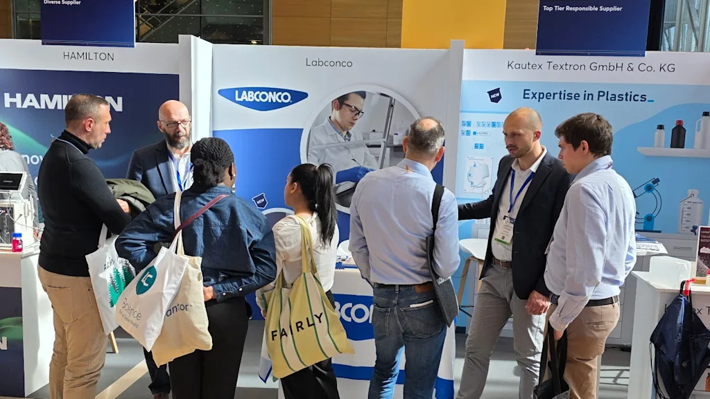 Attendees gathered at the Labconco booth at the Mid-America Trade Summit