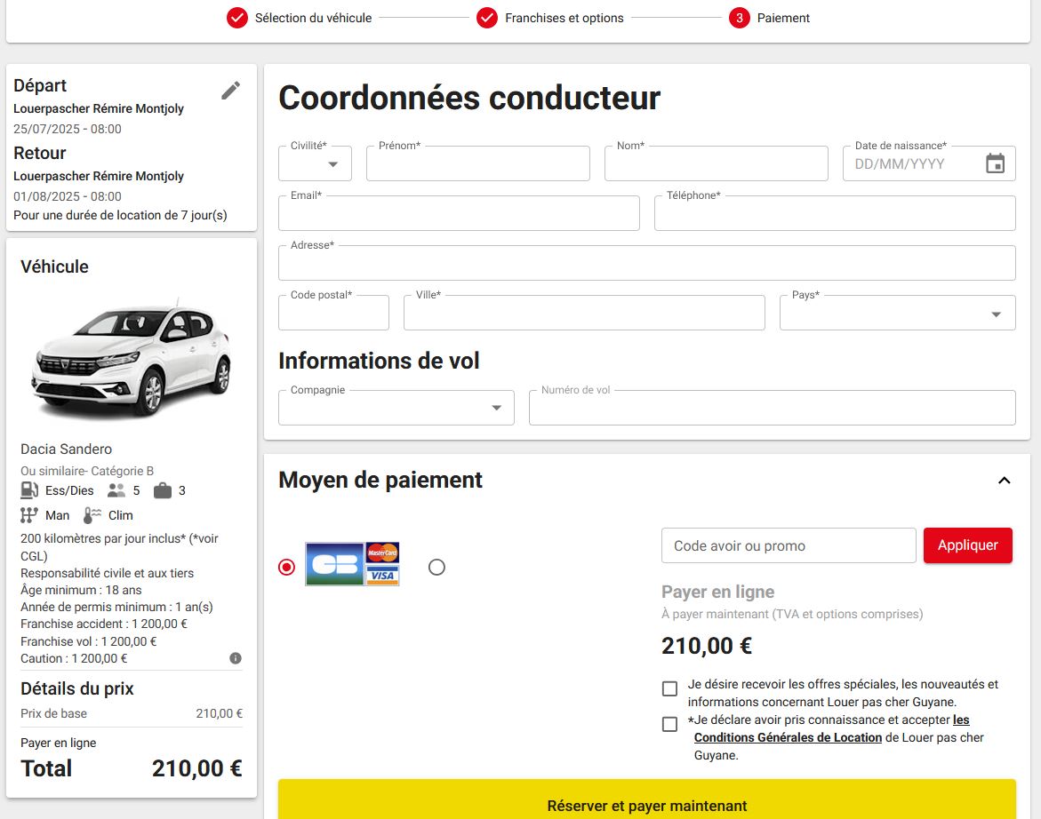 Etape 4 (résa en ligne)