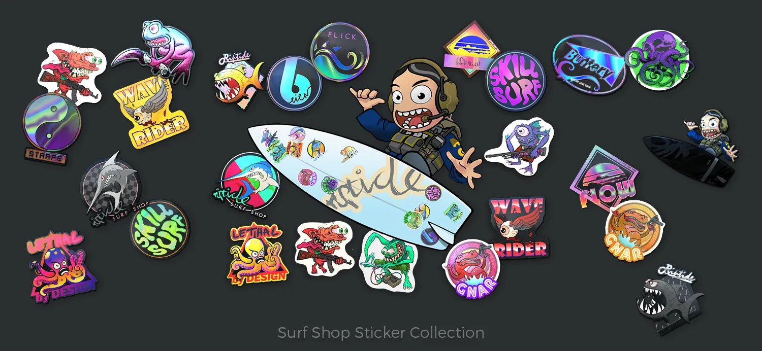 Surf Shop Sticker Collection