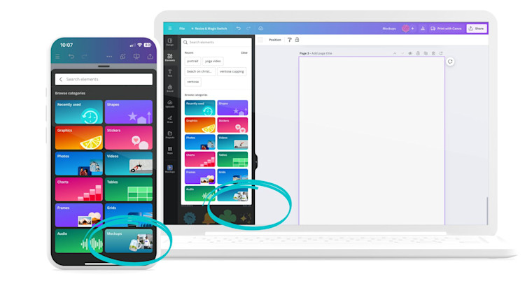 Mockups category on elements tab